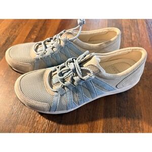 Dansko Elise Womens 36 Grey Blue Suede Mesh Bungee Walking Shoes 4509941005